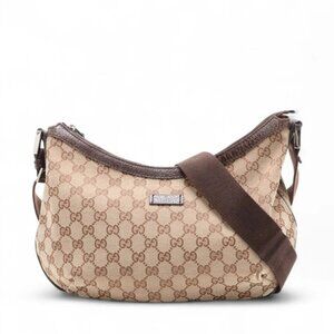 Gucci GG Canvas Leather Shoulder Bag Beige